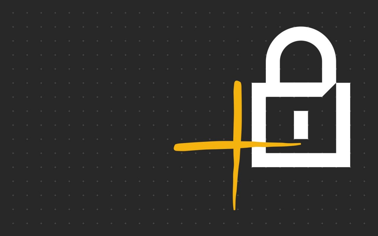 zámek a symbol plus