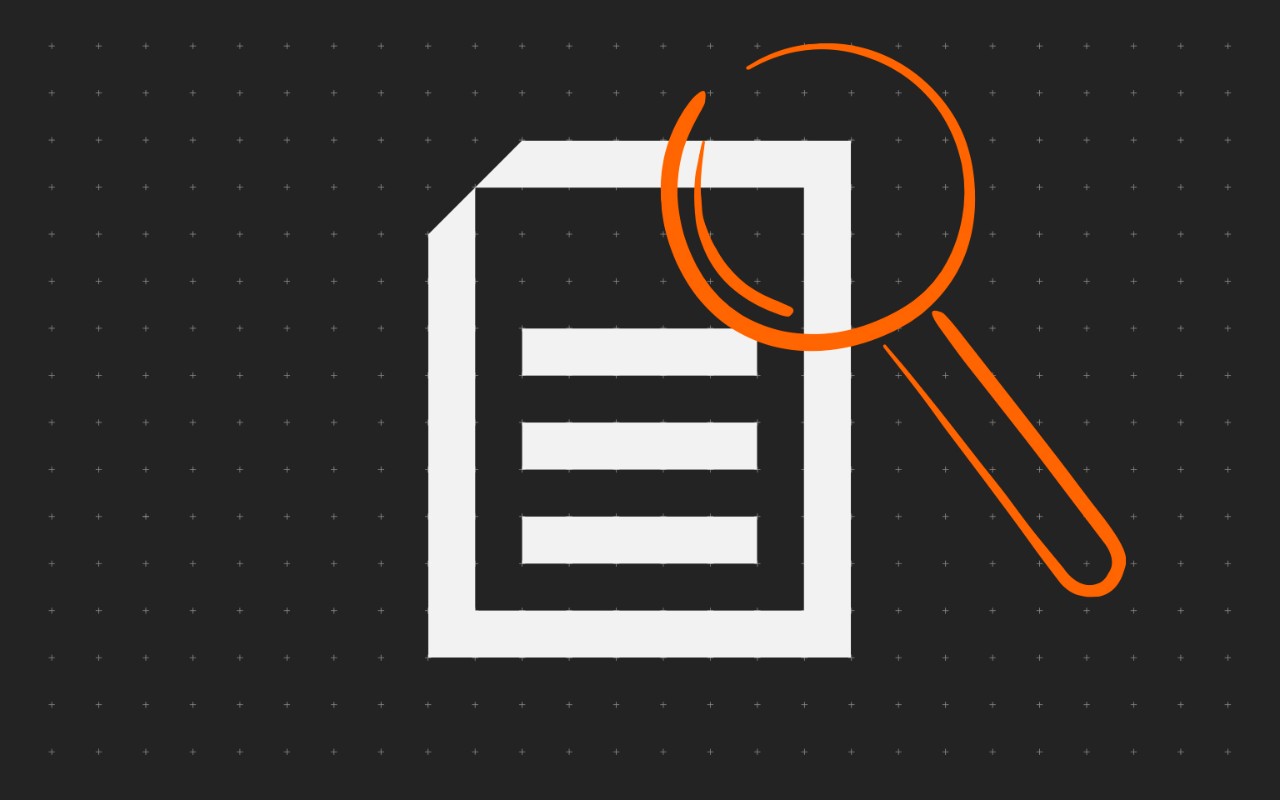 ikona dokumentu a gesto lupy