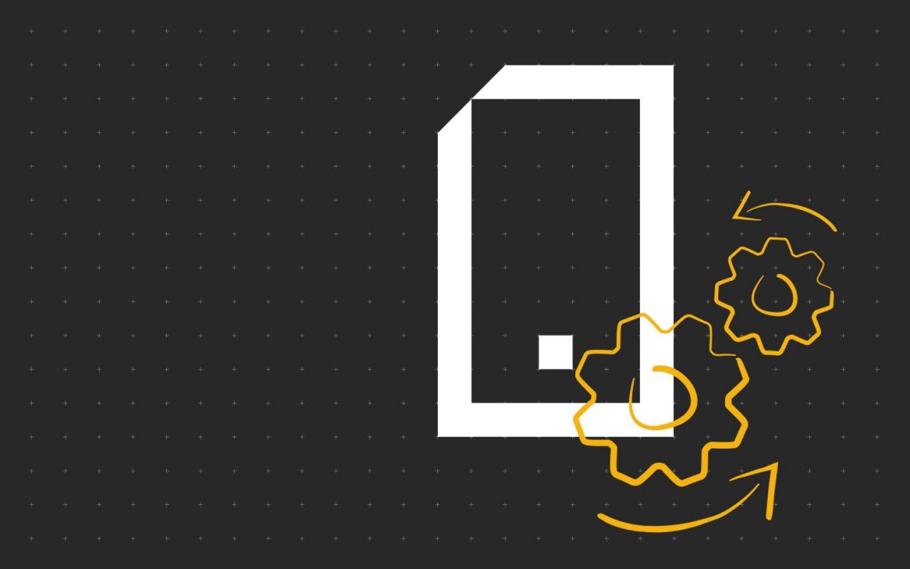 ikona budovy a gesto ozubených koleček